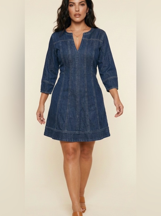 LOFT Dresses & Skirts - NWT Ann Taylor loft Denim A-Line Tunic v neck denim Dress size 14